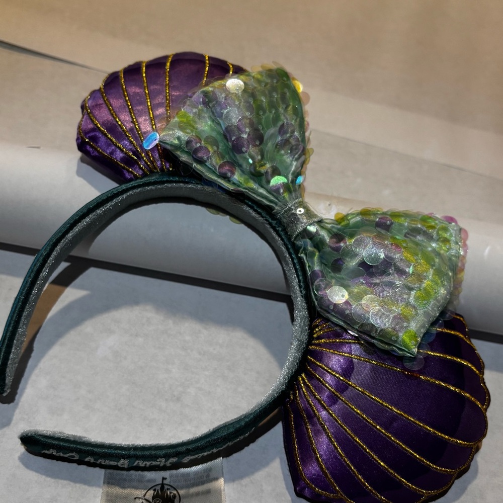 Disney Purple and Green Sequin Bow Headband